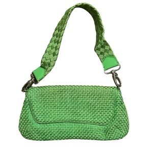 THE SAK Vintage Y2K Green Basket Weave Convertible Shoulder Bag/Clutch